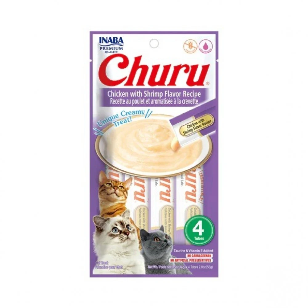 INABA CHURU CHICKEN WITH SHRIMP FLAVOR FOR CAT 4x14g