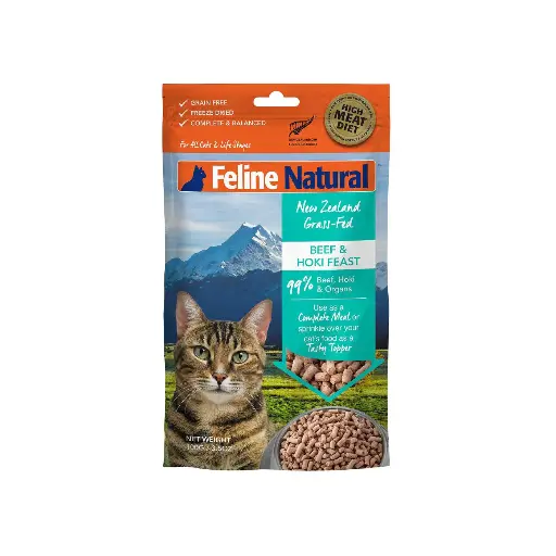 Feline Natural Freeze Dried Beef and Hoki Feast for cats 100gram