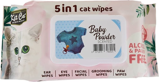 KIT CAT WET WIPES 5 IN 1 BABY POWDER SCENTED 80PCS