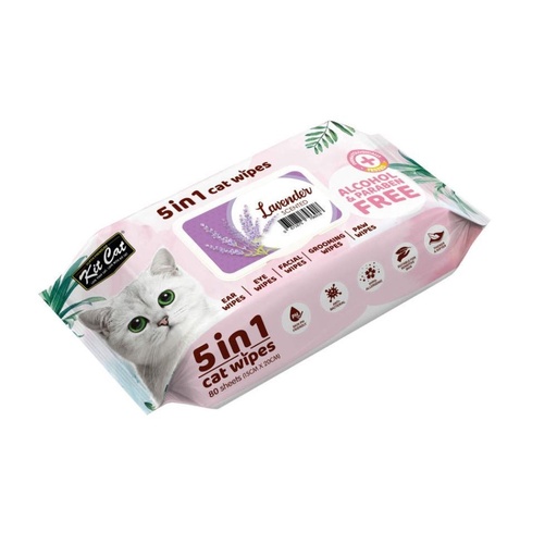 KIT CAT WET WIPES 5 IN 1 LAVENDER SCENTED 80 PCS