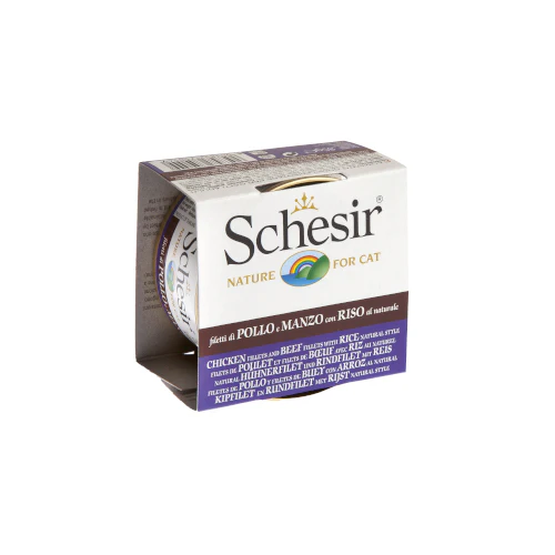 SCHESIR CAT CHICKEN & BEEF WITH RICE CAN 85G