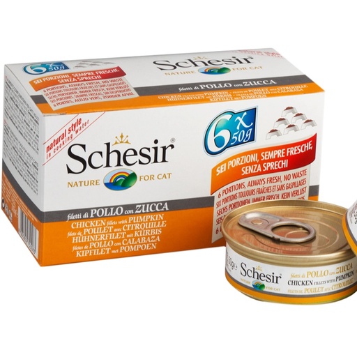 SCHESIR CAT MULTIPACK CHICKEN WITH PUPMKIN 6X50G