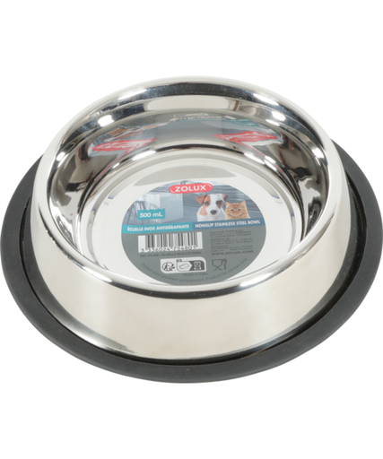 ZOLUX small STAINLESS STEEL ROUND BOWL 500ml